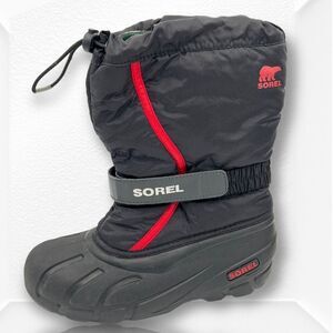 Youth Sorel Flurry Snow Winter Boot Sz US  5 EUR 37 BLACK RED $70 MSRP